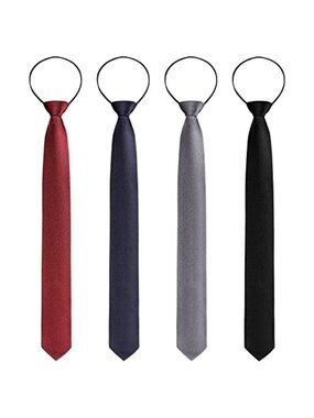 4 Pieces Zipper Ties for Men Adjustable Men's Neckties Zip on Tie for Zipper